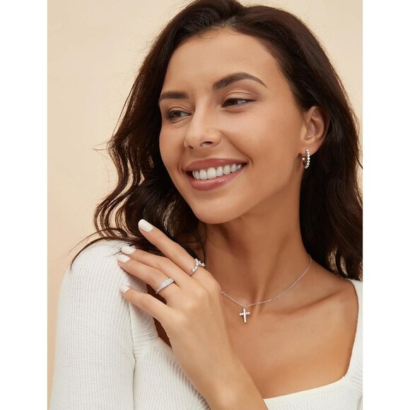 Women's Gold Plated Slim Signet Ring Stackable Pave Cubic Rings for Her - Picture 5 of 6